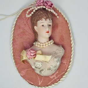 Vintage Decorative Victorian Early 1900's Style Porcelain Lady Plaque Ornament